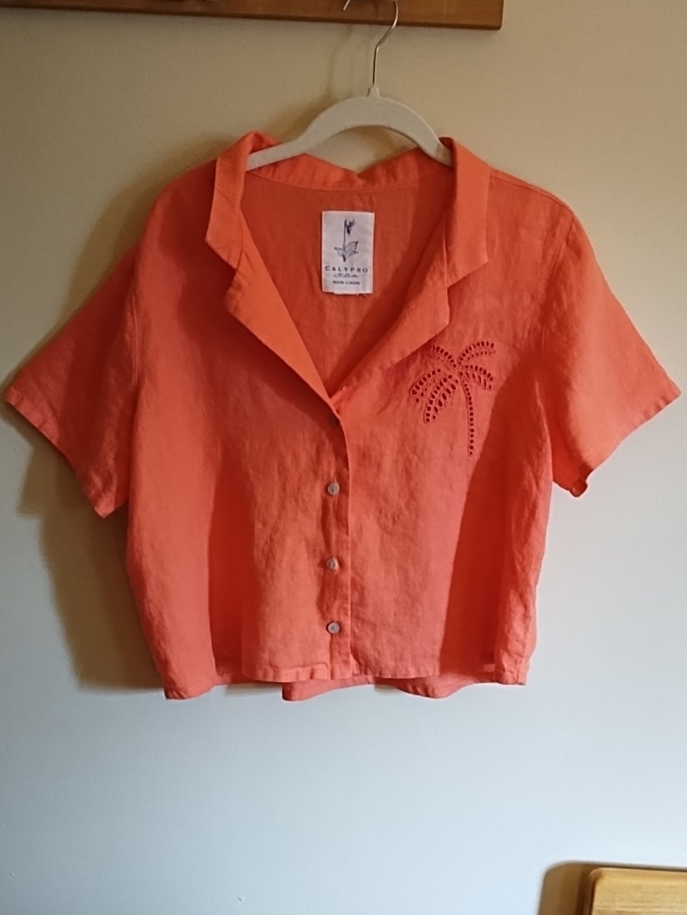 CALYPSO 100% LINEN CORAL , BEAUTIFUL SUMMER TOP